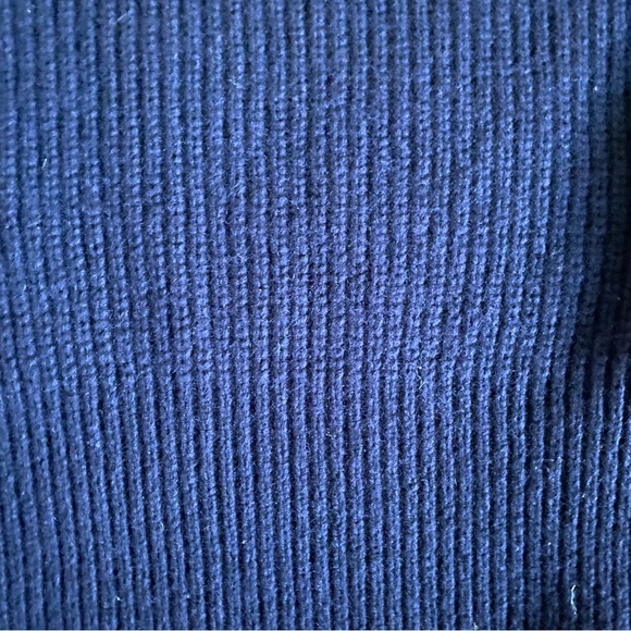 Madewell Mock Turtleneck Ribbed Merino Wool Cotton Blend Navy Sweater Size XS - Picture 5 of 13